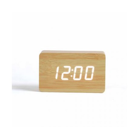 Horloge digitale aspect bois